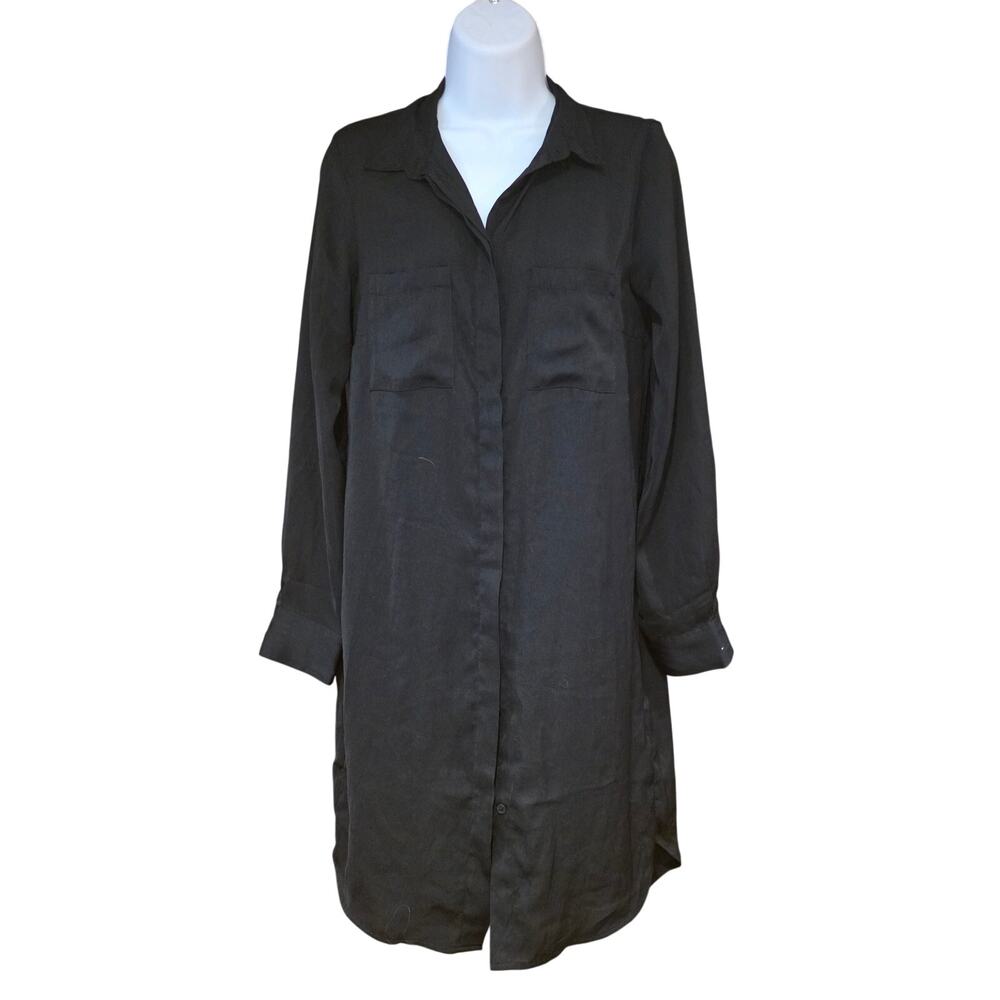 NWT Divided for H&M black button up shirt dress sz 6- no belt inc